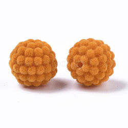 Flocky акриловыми шариками, Берри бисера, Waxberry, оранжевые, 14 мм, отверстие : 1.5 мм