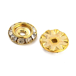 Messingkristallrhinestone-Perlen, Flachrund, golden, 11x3 mm, Bohrung: 2 mm
