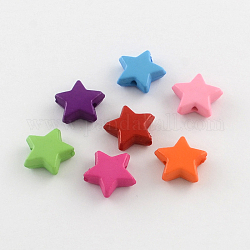Perles acryliques opaques étoiles, couleur mixte, 14x14x5mm, Trou: 2mm, environ 1080 pcs/500 g