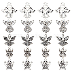 Sunnyclue 1 caja 50 piezas 5 estilos encantos de ángel guardián encantos de ala de ángel bendice el amuleto de la suerte ala de hada estilo tibetano aleación de hadas encanto para hacer joyas encantos diy pulseras artesanales collar pendientes mujeres