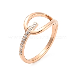 Placcatura ionica (ip) 304 anello per dito in acciaio inossidabile con strass, conto vuoto, oro roso, misura degli stati uniti 8 (18.1mm)