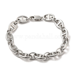 Ion Plating(IP) 304 Stainless Steel Oval Link Chain Bracelets, Platinum, 9-1/8 inch(23cm)