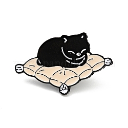 猫のエナメルピン  バックパックの服のための漫画の合金バッジ  電気泳動黒  ブラック  24x39x2mm
