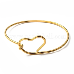 201 braccialetto a forma di cuore avvolto in filo di acciaio inossidabile, vero placcato oro 18k, diametro interno: 2-1/2 pollice (6.35 cm)