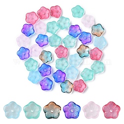 35pcs perles de verre transparentes peintes à la bombe, fleur de sakura, couleur mixte, 9.5x10x3mm, Trou: 1.2mm