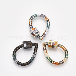 Латунные брелоки с карабином, для изготовления ожерелий, с эмалью, слеза, разноцветные, 25x18x3~6 мм