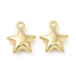 Rack Plating Alloy Charms, Cadmium Free & Lead Free, Star, Light Gold, 14.5x12x4.5mm, Hole: 1.6mm