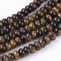 Ciottoli di perline rondelle di pietra naturale occhio di tigre, caffè, 8x5mm, Foro: 1 mm, circa 60~65pcs/filo, 15.7 pollice