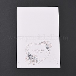 Carte de voeux en papier, mot meilleurs voeux pour vous carte rectangle, motif de coeur, 140x94x0.3mm