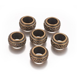 Ccb perline di plastica, perline con foro grande, rotondo e piatto, bronzo antico, 24.5x13mm, Foro: 14.5 mm