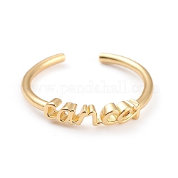 Constellation/Zodiac Sign Brass Cuff Rings, Open Rings, Real 18K Golden Plated, Cancer, word: 15x3.5mm, US Size 7 1/4(17.5mm)
