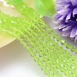 Chapelets de perles en imitation cristal autrichien facettes, grade AAA, Toupie, jaune vert, 8x8mm, Trou: 0.9~1mm, Environ 50 pcs/chapelet, 15.7 pouce