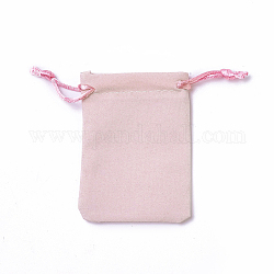 Verpackungsbeutel aus Samt, Kordelzugbeutel, rosa, 9.2~9.5x7~7.2 cm