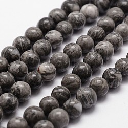 Chapelets de perles en pierre de carte/pierre picasso/picasso jasper naturelles , ronde, 6mm, Trou: 1mm, Environ 61 pcs/chapelet, 14.9 pouce ~ 15.1 pouces