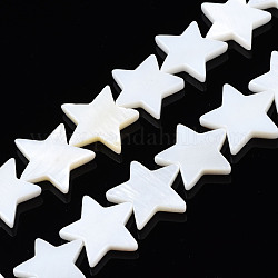Natural Freshwater Shell Beads Strands, Pentagram, Seashell Color, 14x15~16x3mm, Hole: 0.8mm, about 31pcs/strand, 14.96 inch(38cm)