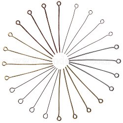 Brass Eye Pin Sets, Mixed Color, 35x0.7mm, Hole: 2mm, about 600pcs/box.