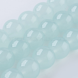 Chapelets de perles en verre, jade d'imitation, ronde, turquoise pale, 8mm, Trou: 1mm, Environ 50 pcs/chapelet, 15.7 pouce (40 cm)