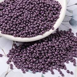 MIYUKI Round Rocailles Beads, Japanese Seed Beads, 8/0, (RR4489) Duracoat Dyed Opaque Dark Orchid, 3mm, Hole: 1mm, about 422~455pcs/10g