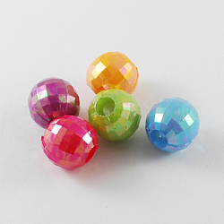 Opake Legierung Perlen, AB Farbe, Runde, Mischfarbe, 13 mm, Bohrung: 4 mm, ca. 440 Stk. / 500 g