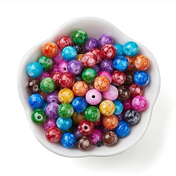 Pintura para hornear perlas acrílicas opacas, redondo, color mezclado, 8mm, agujero: 1.5 mm