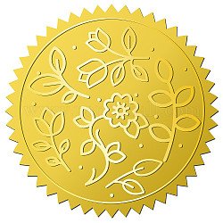 12 лист самоклеящихся наклеек с тиснением золотой фольги, Декоративные наклейки с круглыми точками для медалей для печати на конвертах, цветок, размер: около 165x211 mm, наклейки: 50 мм, 12шт / лист