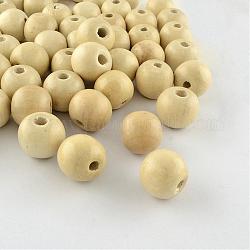 Dyed Natural Wood Beads, Round, Lead Free, Wheat, 14x13mm, Hole: 4mm, about 1200pcs/1000g