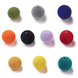 Abalorios de acrílico flocky, medio-perforado, redondo, color mezclado, 11.5~12mm, agujero: 1.6 mm