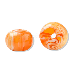 Abalorios de resina, de piedras preciosas de imitación, plano y redondo, naranja, 16x11mm, agujero: 2.1~2.3 mm