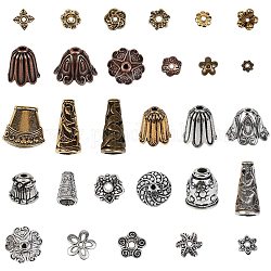 Perlen ca. 56 Stück tibetische Legierungsperlen, Metall Blumenkegel Charm Säule Abstandsperlen für DIY Halskette Armband Kunst Projekte, Mischfarbe