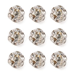 Perline strass in Ottone, grado a, tondo, colore argento placcato, chiaro, misura:circa6mm di diametro, Foro: 1 mm