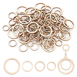 Olycraft 30 ensembles d'anneaux de liaison en bois, anneau rond, burlywood, 19~37x2.5mm, diamètre intérieur: 16~30 mm, 4 pièces / kit