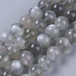 Brins de perles de pierre de lune grise naturelle, ronde, 4mm, Trou: 0.4mm, Environ 98~100 pcs/chapelet, 15.7 pouce (40 cm)