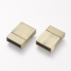 Fermagli magnetici in lega placcata spazzolata con estremità incollate, rettangolo, bronzo antico, 20x15x5mm, Foro: 2.5x12.5 mm