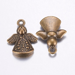 Tibetischen Stil Legierung Engel Anhänger & Charms, Bleifrei und cadmium frei, Antik Bronze, 22x16.5x5.5 mm, Bohrung: 2 mm