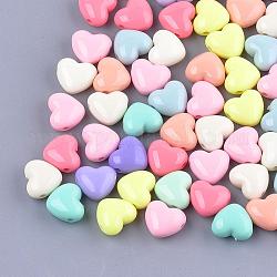 Perline acrilico opaco, cuore, colore misto, 15x17x9.5mm, Foro: 2.5 mm, circa 330pcs/500g