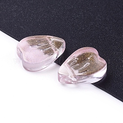 Colgantes de cristal electroplate, corazón, rosa perla, 12x9x4mm, agujero: 1 mm