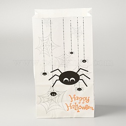 Хеллоуин тематические пакеты из крафт-бумаги, подарочные пакеты, пакеты для закусок, прямоугольные, рисунок паука, 23.2x13x8 см