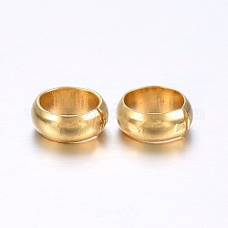 304 Edelstahl-Crimp-Perlen-Abdeckungen, golden, 8 mm in Durchmesser, Bohrung: 6 mm
