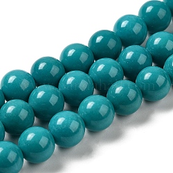 Chapelets de perles en howlite naturelle, teinte, ronde, turquoise, 10mm, Trou: 1mm, Environ 39 pcs/chapelet, 15.75'' (40 cm)