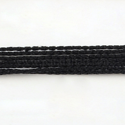 Cordons métalliques tressés avec perles sans élastiques, 8 pli, noir, 1mm, environ 109.36 yards (100m)/paquet