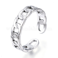 304 anello del polsino aperto a forma di catena di barbazzali in acciaio inossidabile, anello cavo per le donne, colore acciaio inossidabile, misura degli stati uniti 7 (17.3mm)