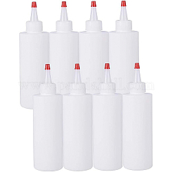 BENECREAT 8 Pack 6.8 Ounce(200ml) White Plastic Squeeze Dispensing Bottles with Red Tip Caps - Good For Crafts, Art, Glue, Multi Purpose