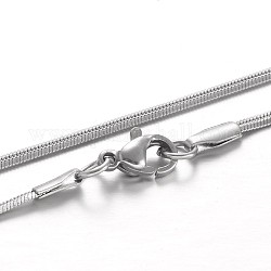 304 Edelstahl Schlangenkette Halsketten, mit Karabiner verschlüsse, Edelstahl Farbe, 2.2 mm, 17.7 Zoll (45 cm)