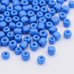 Ornaland 6/0 vernice da forno perline di vetro, dodger blu, 4~5x3~4mm, Foro: 1~2 mm, circa 1600pcs/scatola