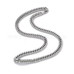 201 collar de cadena de eslabones cubanos de acero inoxidable con 304 cierres de acero inoxidable para hombres y mujeres, color acero inoxidable, 23.86 pulgada (60.6 cm), link: 13x9x2 mm