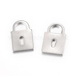 201 Stainless Steel Charms, Padlock, Stainless Steel Color, 13x9x1mm, Hole: 3x4.5mm