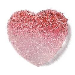 Decoden-Cabochons aus Harz, Nachahmung Süßigkeiten, Ton zwei, Farbverlauf, Herz, Orangerosa, 15.5x17x6 mm