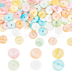 Pandahall elite 120pcs 6 couleurs de perles de coquillages naturelles teintes, disque / plat rond, perles heishi, couleur mixte, 20x2mm, Trou: 2mm, 20 pcs / couleur