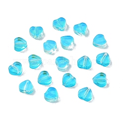 Ciondoli di vetro trasparente, cuore, cielo blu profondo, 5.5x6x2mm, Foro: 1 mm