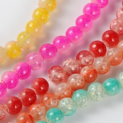 Drawbench Glass Round Bead Strands, Spray Painted Style, Mixed Color, 6~7mm, Hole: 1mm, about 150pcs/strand, 31.5inch